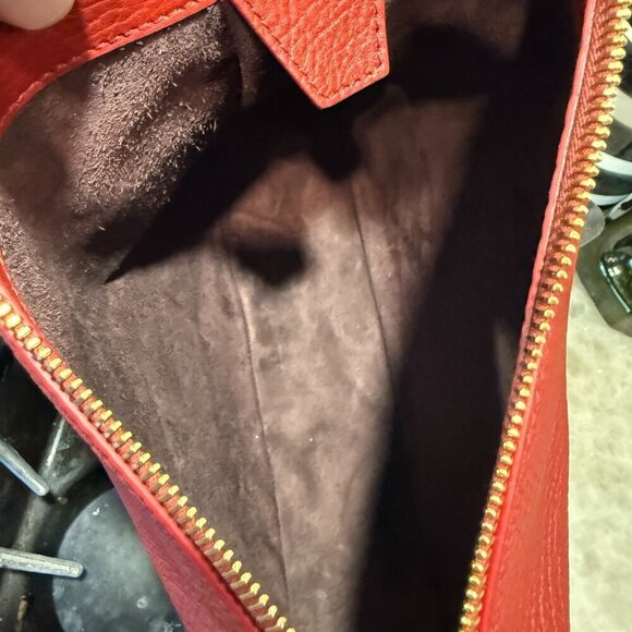 Burberry Knight Red Pebbled Leather Shoulder Bag with Gold hardware - Picture 14 of 16